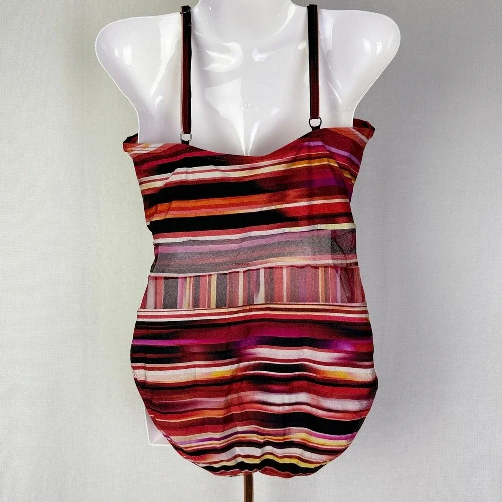 Kenneth Cole New York Striped Sheer One Piece Swimsuit - Size L‎